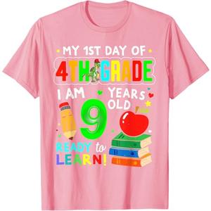 My 1st Day of 4th Grade Girls Boys First Day of Fourth Grade T-Shirt Small