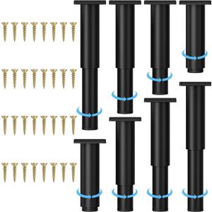Metal Adjustable Furniture Legs 5.12-9.45 inch, Sofa Legs Cabinet Legs Adjustable Height Replacement Support Legs for Bed/Couch/Dresser/Chair/Coffee Table,Legs for Furniture Set of 8-Black