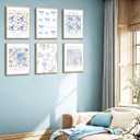 2 x 6Pcs Christian Floral Poster Wall Art Inspirational Bible Verses Flower Market Psalm Quotes Painting Picture Wall Decor Blue Bow Aesthetic Canvas Print Artwork for Bedroom Church Home Decoration