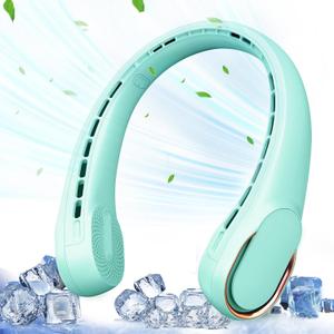 Portable Neck Fan, Neck Fans for Women, 4000 mAh Rechargeable Personal Fan,360 Hands Free Bladeless Fan, 3 Speeds Adjustable, Faster Cooling, Super Quiet, Suitable for Home, Office, Travel (Crystal Green)