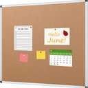 VIZ-PRO Cork Bulletin Board, 48 X 48 Inches, Wall-Mounted Corkboard with Silver Aluminium Frame for School, Office, and Home 4' X 4'
