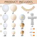 Baptism Decorations First Communion Balloons Kit, 158 Pcs White Sand White and Gold Balloons with Cross Balloon for First Holy Communion God Bless Christening Birthday Party Supplies