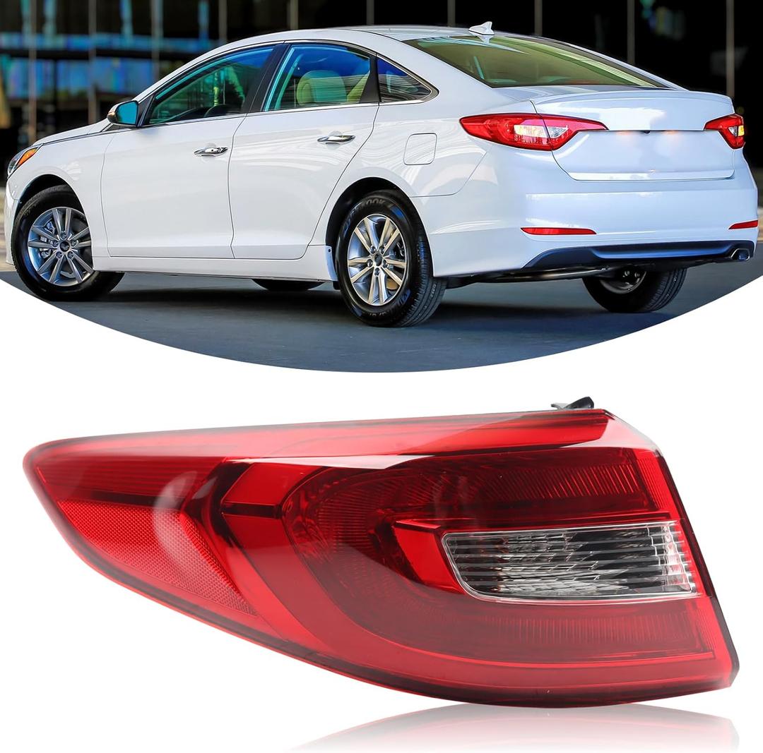 LH Halogen Type Tail Light Assembly Compatible With 2015-2017 Hyundai Sonata Eco Without LED Tail Lamp Left Driver Side Replacement HY2804129 92401C2000 11672200