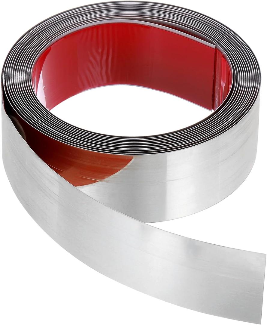 PATIKIL Wall Trim Molding 16.4ft x 1.6in, Flexible Peel and Stick Mirror-Like Finish Trim Stainless Steel Self-Adhesive Metal Trim for Home Decoration Wall Protection, Mirror Silver