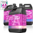 Puduo 4.5 Gallon Deep Pour Epoxy Resin, 2-4 inch Ultra-Clear Flowable Casting Resin, Crystal-Clear Bubble-Free High-Temperature Resistant Epoxy Resin, Ideal for Countertops, River Tables,Crafts