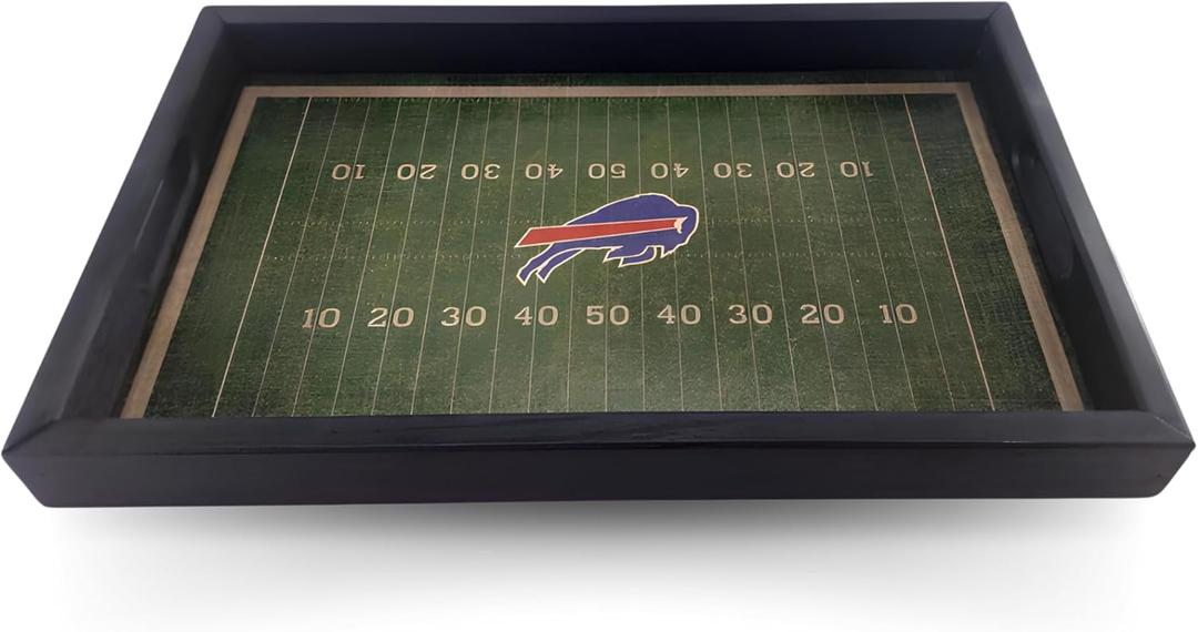 Fan Creations Buffalo Bills NFL Football Field Tray Decorative Team Logo Server with Handles for Food & Drink - for Game Day Entertaining or Tabletop Organizer - Show Your Bills Pride