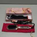 LANDOT Ionic Hair Straightener Brush for Smooth & Shiny Hair, Dual Voltage Ceramic Straightening Brush with 12 Adjustable Heat Settings 250F-450F, Elegant Gift for Women, Rose Gold