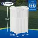 Suncast Hideaway Outdoor Trash Can with Lid - 30 Gallon Trash Can, White, Decorative Wicker-Style Garbage Bin, Weather-Resistant Resin, Fits 30-33 Gallon Bags, Ideal for Patio & Yard, Made in USA