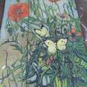 Room Divider Wood Privacy Screens Van Gogh's Butterflies and Poppies Painting Canvas 3-Panel Foldable Portable Separating Divider Room Partitions Freestanding Home Decor 71'' High