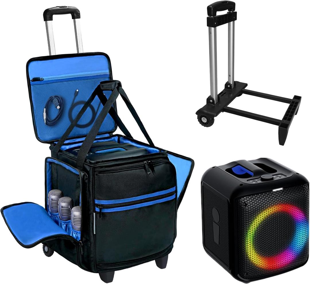 ORKELS Rolling Speaker Backpack Case for Bose S1 Pro S1 Pro+ & JBL PartyBox Encore, Portable Bluetooth Speaker Travel Bag with Wheels