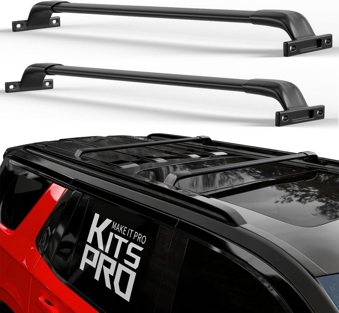 KitsPro 260lb Roof Rack Cross Bars for 2015-2020 Chevy Chevrolet Tahoe & Suburban, GMC Yukon, Cadillac Escalade, Matte Black Heavy Duty Aluminum Cargo Crossbar (ONLY FIT Factory Flushed Side Rails)