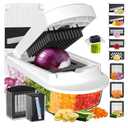8Blade All-in-1 Vegetable Chopper Mandoline Slicer with Container, Food Chopper, Onion Chopper, Veggie Cutter for Salad, Kitchen Gadgets Accessories Essentials, White