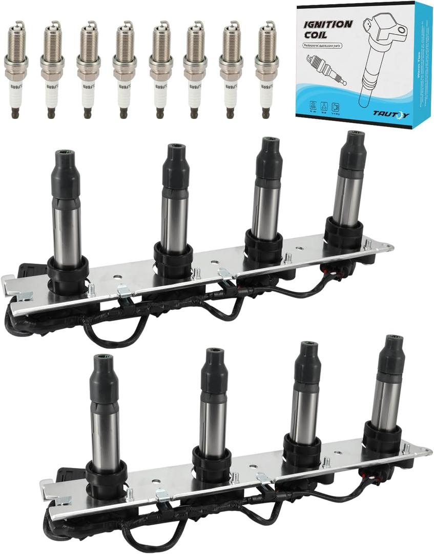 UF372 Ignition Coil Pack 2PCS & Iridium Spark Plugs 8PCS (4.6L Only) For Cadillac DeVille Seville SRX XLR STS 2004-2006,For Pontiac Bonneville 2004-2005, Replace # GN10419 12567285