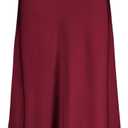 Women's Satin High Waisted Maxi Skirts Hidden Elasticized Waistband A Line Long Skirt (Wine Red)