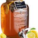 Mustry Glass Drink Dispenser for Parties, 1 Gallon Beverage Dispenser with Spigot Solid Stainless Steel, Used as Lemonade Dispenser Sun Tea Jar Kombucha Jar (Single)