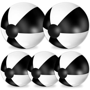 Whaline 5Pcs Inflatable Beach Ball 24 & 16 Inch Round Pool PVC Balls Cute Game Toys (Black)