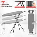 Ironing Board with Stable Iron Rest and 7 Adjustable Heights, 43" 13" Size Iron Board with 4-Layer Heat Resistant Cover and Pad for Home Apartment Laundry, Gray