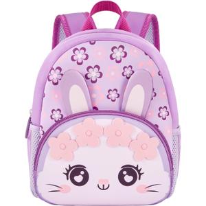 KK CRAFTS Preschool Backpack Toddler Neoprene Animal Schoolbag Lunch backpack for Kids Boys Girls(Purple Rabbit)