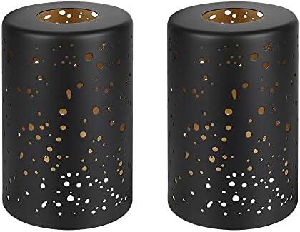 ALUCSET Cylinder Metal Lampshade, Sky Stars Design, Fixture Replacement Globes or Shades with 1-5/8 Inch Fitter Opening, Set of 2 (Black/Gold) ALUCSET Cylinder Metal Lampshade, Sky Stars Design, Fixture Replacement Globes or Shades with 1-5/8 Inch Fitter Opening, Set of 2 (Black/Gold)