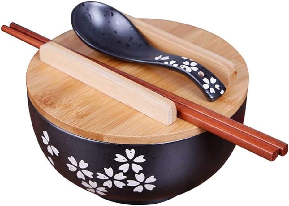 Japanese ramen noodle bowl black rice bowls with Lid Spoon ramen bowl noodle bowls with chopsticks