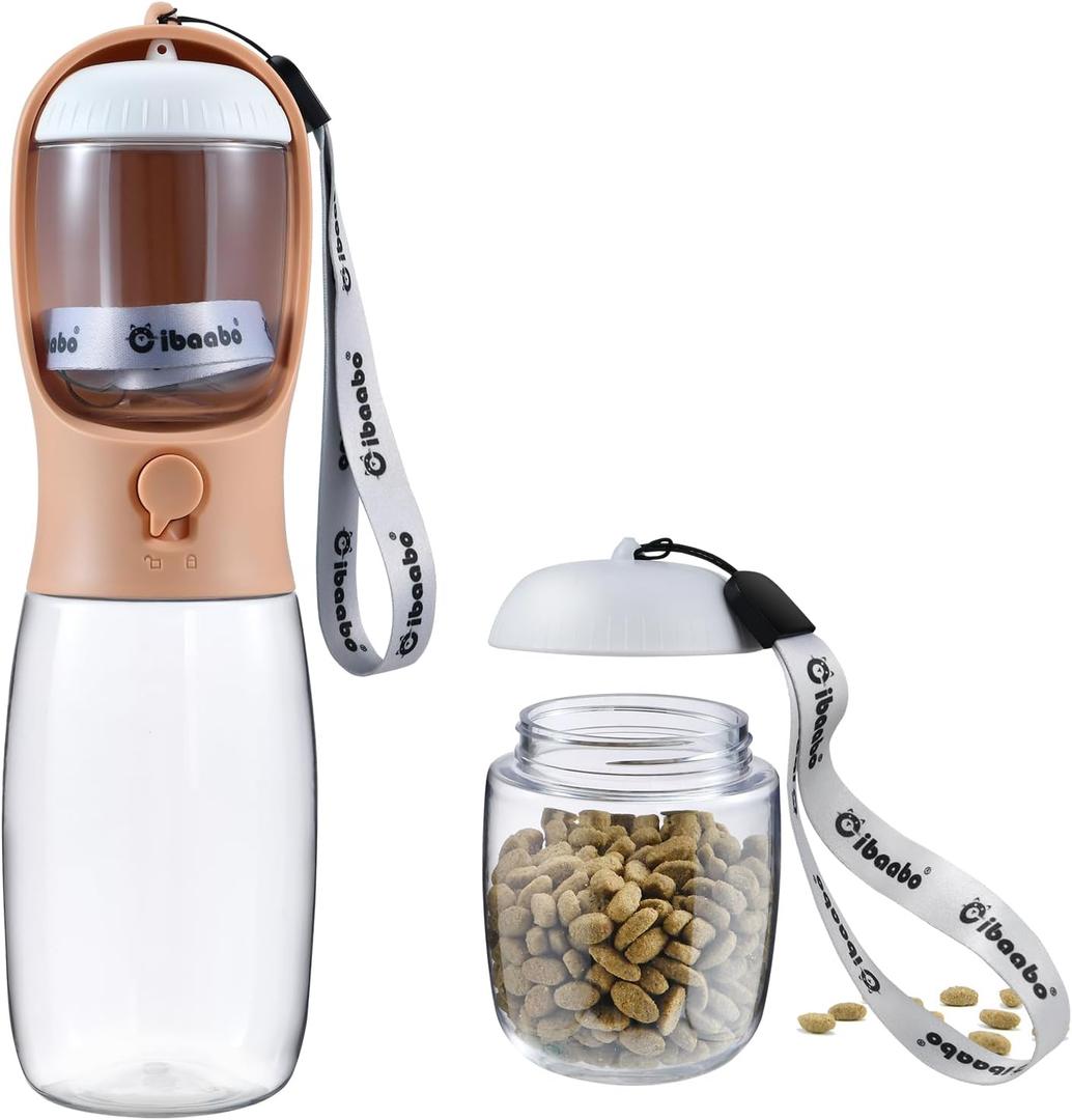 Dog Water Bottle with Food Container, Travel Puppy Water Bowl, Portable Pet Dispenser, Dog Stuff Accessories Items, Puppy Essentials Necessities for Yorkie Chihuahua Cat Walking and Hiking (19oz, #05 Pinkish Orange) Dog Water Bottle with Food Container, Travel Puppy Water Bowl, Portable Pet Dispenser, Dog Stuff Accessories Items, Puppy Essentials Necessities for Yorkie Chihuahua Cat Walking and Hiking (19oz, #05 Pinkish Orange)