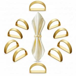100 Pcs Stainless Steel Napkin Rings Metal Napkin Ring Holders Spring Modern Serviette Buckles Metallic Adornment for Summer Table Kitchen Dinner Party Wedding(Matte Gold Semicircle)