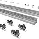 6FT/72(Double 3FT) Bypass Door Hardware, Aluminum Double-Closing Sliding Closet Door Hardware with Finger Pull Included, Smoothly and Quietly, Fit Door Thickness 1 3/8" or 1 3/4", Silver