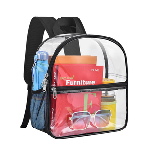 Paxiland Clear Backpack Stadium Approved 12×12×6 with Reinforced and Wider Shoulder Straps, Small Clear Bag for Schools, Concerts, Work, Festivals and Sporting Events - Black