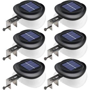 DBF Outdoor Solar Gutter Lights - Solar Fence Lights Outdoor Waterproof LED Deck Lighting Wall Mount Decorative Auto On/Off for Eaves Yard Garage Garden Deck Patio Railing (6 Pack) (Black)