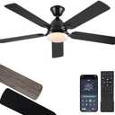 BYKISTOK Ceiling Fans with Lights, 52 Inch Low Profile Ceiling Fan with Light and Remote Control,Reversible, 3CCT, Dimmable, Quiet, Black Ceiling Fan for Bedroom Indoor/Outdoor Use