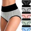 MISSWHO Cotton High Waisted Womens Underwear Soft Stretch Breathable Full Coverage Ladies Panties(Regular & Plus Size) (X-Large, 5 Pack=multicolor-b)