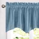 Lazzzy Blue Velvet Valance Blackout Thermal Insulated Scalloped Valance Small Short Wave-Shaped Window Curtain for Bedroom Living Room 18 Inch Curtain Valance Rod Pocket 1 Panel Dark Slate