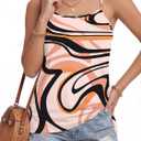 LYANER Women's Loose Square Neck Spaghetti Straps Slit Side Camisole Tank Cami Top (Pink, S)