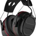 Bluetooth 5.4 Hearing Protection Headphones with 1200mAh Rechargeable Battery, 120H Working Time, 30dB SNR, Ear Muffs with Larger Buttons for Easy Operation, Superior Stereo Sound Quality Black-Red