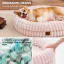 ChiXnuggle Dog Bed Large Sized Dog - Luxury Striped Faux Fur Waterproof Pet Couch with Removable Washable Cover, Orthopedic Pet Bed with Bolster Sides for Sleeping, Pink