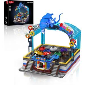 Sosuy Bumper-Boat Ride Building Blocks Set, 2044+ Pcs Amusement Park Model with Motor Remote Control, STEM Engineering Toy for Boys Adults, Teens, Girls, Creative City for Collectors