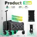 Collapsible Wagon Cart with Wheels Foldable - 360lbs Heavy Duty Folding Cart Utility Lightweight Portable Wagons with 360°Swivel Brakes Wheels for Groceries Shopping Beach Camping Garden