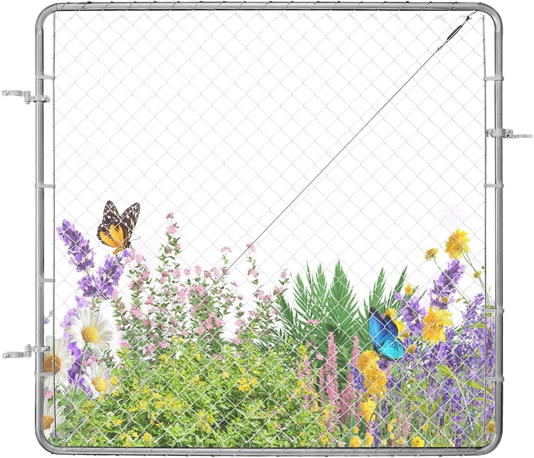 VEVOR Chain Link Fence Gate, 70 x 72 in, Adjustable Chain Link Fence Panel, Garden Fence Gate Opening, Rust-Resistant Galvanized Fencing Gate for Farm Posts Not Included (Silver)