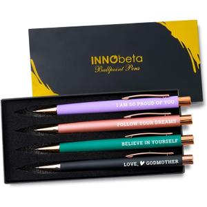 InnoBeta Godson Gifts from Godmother, Thoughtful Present from Godmother, Elegant Ballpoint Pen Set of 4