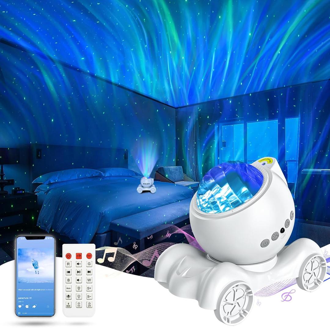 ENOKIK Star Projector, Galaxy Projector Builtin Bluetooth Speaker and 8 White Noise, Night Light for Kids Adults, Aurora Nebula Lamp for Home Decor/Relaxation/Party/Music/Gift (White)