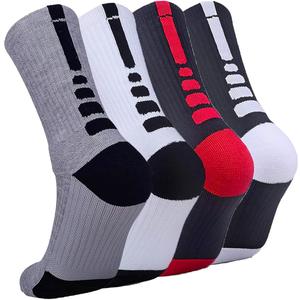 Mens Thick Protective Sport Cushion Elite Basketball Compression Athletic Socks, 4 Pairs