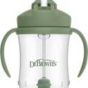 Dr. Brown's Milestones Baby's First Straw Cup, Training Cup with Weighted Straw, 9 oz/270 mL, BPA-free, 6m+, Olive Green, 1-Pack