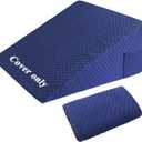 Wedge Pillow Cover Quilted Triangle Incline Bed Wedge Pillowcase Slanted Pillow Case Protector(24"x25"x12") with Pocket & Zipper Only Replacement Cover Machine Washable (Blue)