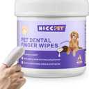 HICC Pet Teeth Cleaning Wipes for Dogs & Cats, Vet-Recommended Remove Bad Breath & Plaque & Tartar Buildup, Dog Tooth Brushing Kit, Dog Breath Freshener, Dogs Toothbrush & Toothpaste Alternatives