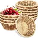 15 Pack Round Bamboo Bread Basket, 7 Inch Small Bamboo Woven Bread & Fruit Baskets, Woven Fruit Basket Gift Baskets for Serving, Food Serving Baskets for Picnic Restaurant, 7x7x3 Inch