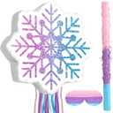 Winter Piata Christmas Wonderland Themed Piata with Blindfold Bat for Christmas Princess Winter Theme Birthday Party Supplies Decorations(Pink, Blue,Snowflake)