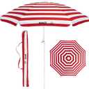 BANZ Cabana Beach Umbrella UPF 50 - UV Protection Foil-Lined Portable, Red And White
