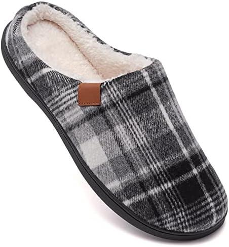 NewDenBer Women's Cozy Memory Foam Slippers Soft Fleece Lined Slip on Indoor Outdoor House Shoes Size 8-9 M White/Black