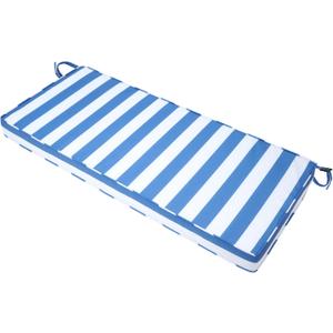 Outdoor Bench Cushion 48x18x3 Inch with Ties, Thick Waterproof Porch Swing Cushions for Patio Furniture Chair Pad, Seat Sofa Garden Replacement Cushion Sponge Filling (Blue&white Stripes, 48x18)