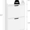 HHaotian Flip-Drawer Shoe Cabinet with Two Drawers & Open Shelves | Slim Hidden Shoe Rack Cabinet with Hook for Entryway, FSR221-W, 2-Drawers+Shelf